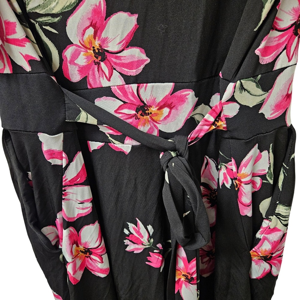 Torrid Black Floral Tie Waist Midi Romper Dress Whimsigoth Fairycore Boho 2X - Picture 3 of 16